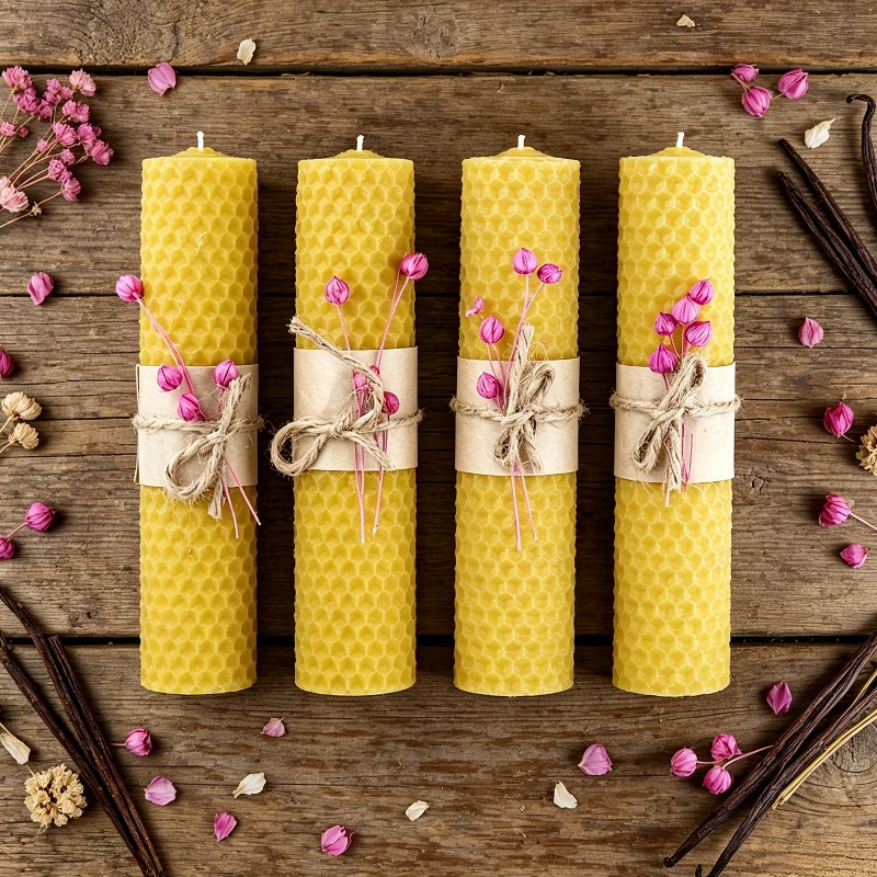 Beeswax Taper Candle - 4 peças de velas de cera
