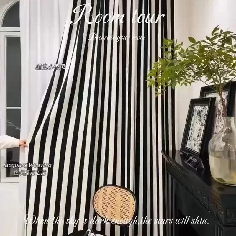 Home Fragrance French - Cortina jacquard de chenille preta e