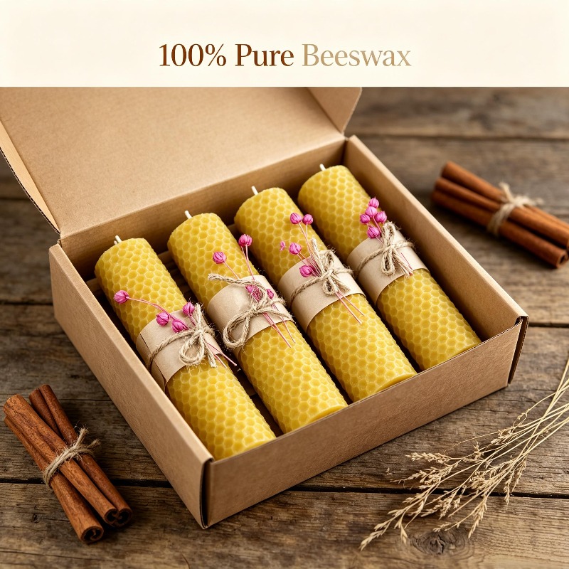 4 peças de velas de cera de ab - Beeswax Taper Candle avaliação e preço